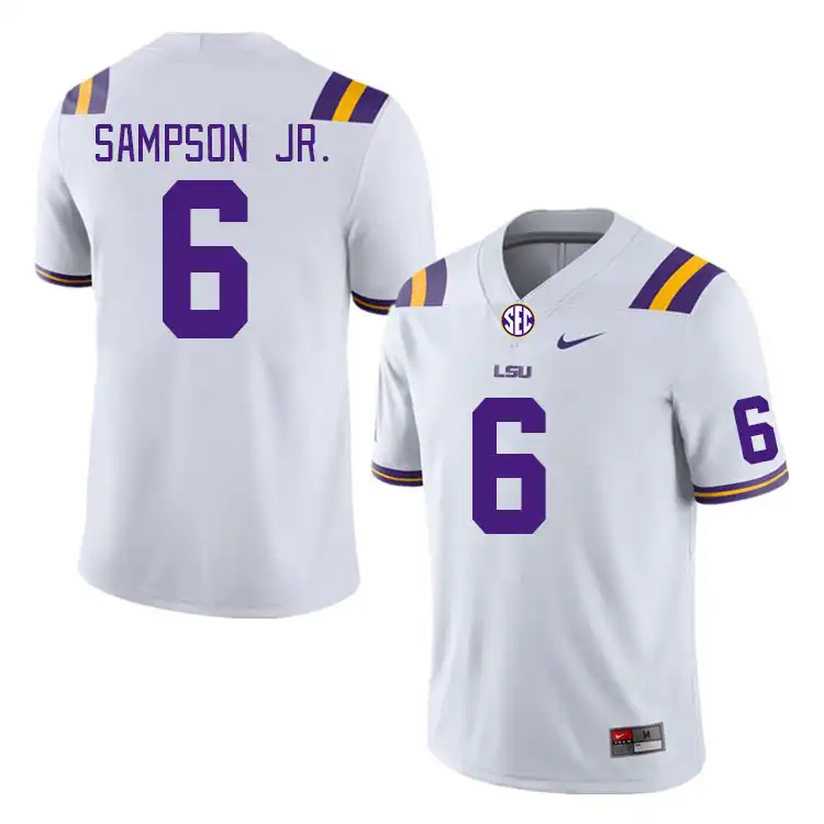 Men's LSU Tigers Shelton Sampson Jr. #6 White NCAA Football Jersey